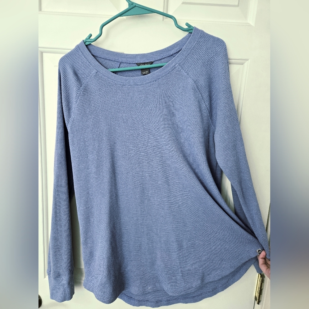 Eddie Bauer Lavendar Waffle Knit Long Sleeve Tee Curved Hem Base Layer
